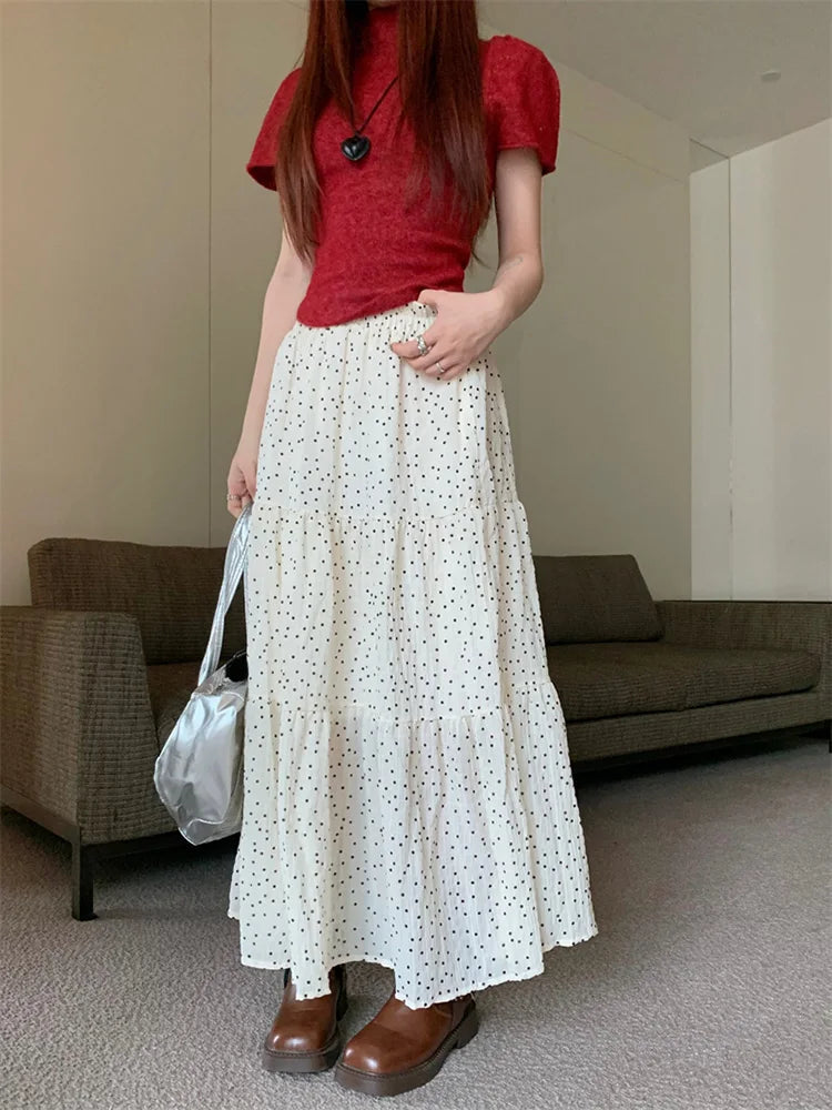 Dressbetty - Polka Dot Sweet Cake A-line Maxi Skirt