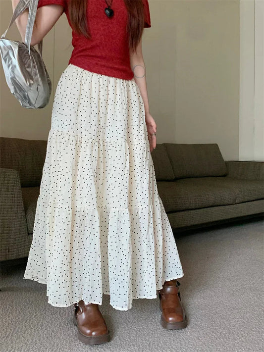 Dressbetty - Polka Dot Sweet Cake A-line Maxi Skirt