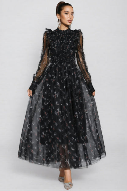 Cadence Black Long Sleeve Maxi Dress