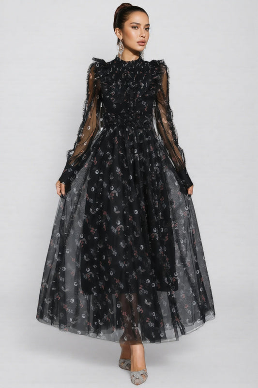 Cadence Black Long Sleeve Maxi Dress