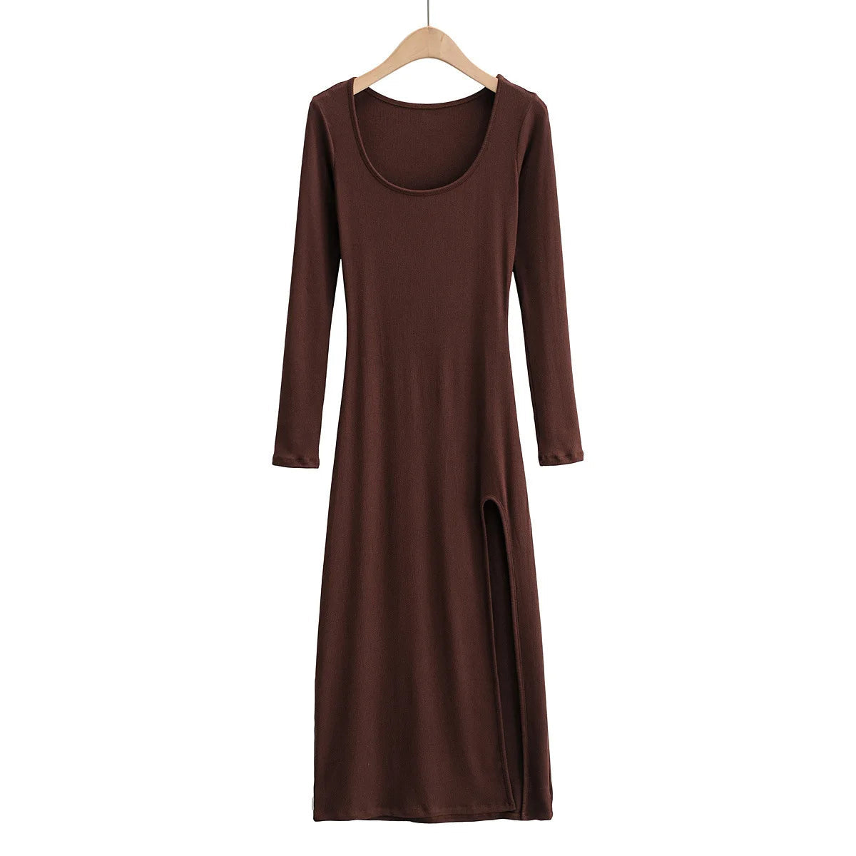 Round Neck Waist Traf Midi Dresses
