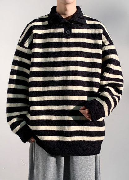 Black Button Knit Sweaters Turtleneck Winter Rj045