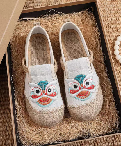 Black Comfy Embroidery Flat Feet Shoes Xc1044