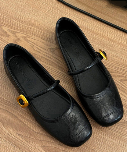 Splicing Black for Cowhide Leather Shoes Flat