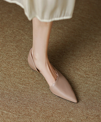 Black Cowhide Leather Splicing Flat Shoes for Ap1002