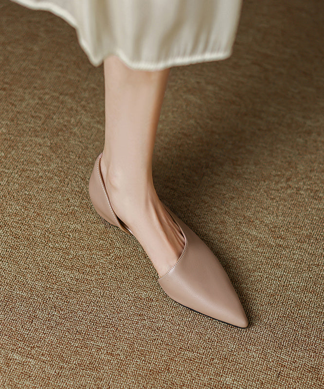 Black Cowhide Leather Splicing Flat Shoes for Ap1002