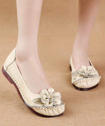 For Shoes Leather Cowhide Splicing Soft Black Flat