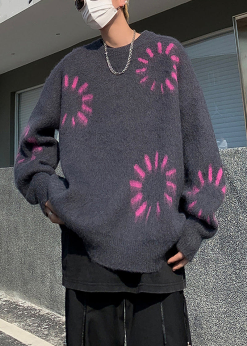 Black Cozy Loose Knit Winter Sweater O Neck Rc036