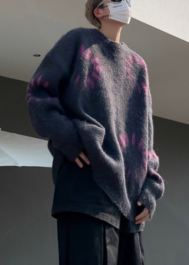 Black Cozy Loose Knit Winter Sweater O Neck Rc036