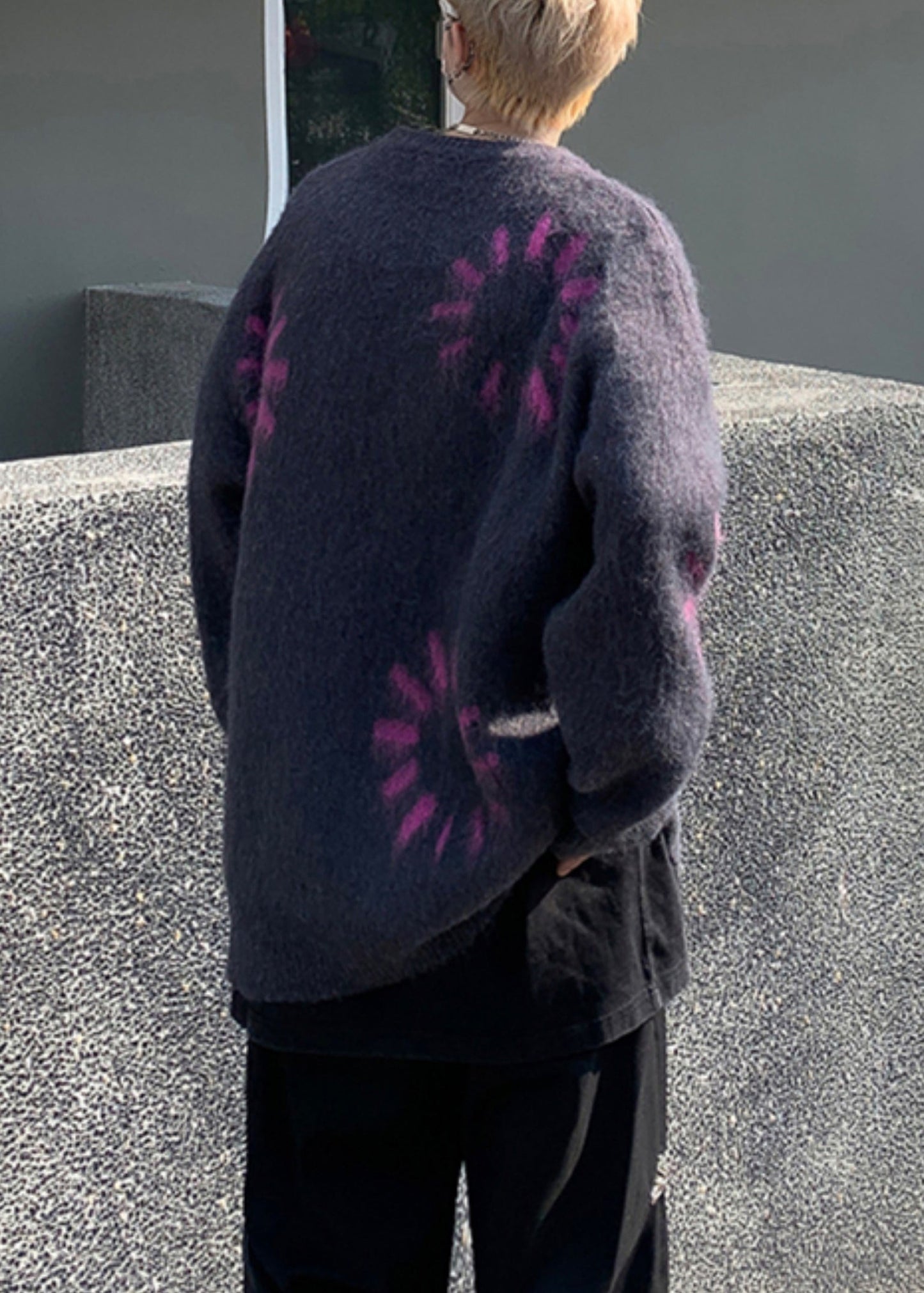 Black Cozy Loose Knit Winter Sweater O Neck Rc036