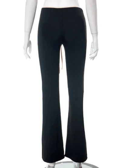 Black Flare Low Waist Slim Fit Hot Sweat Winter Pants
