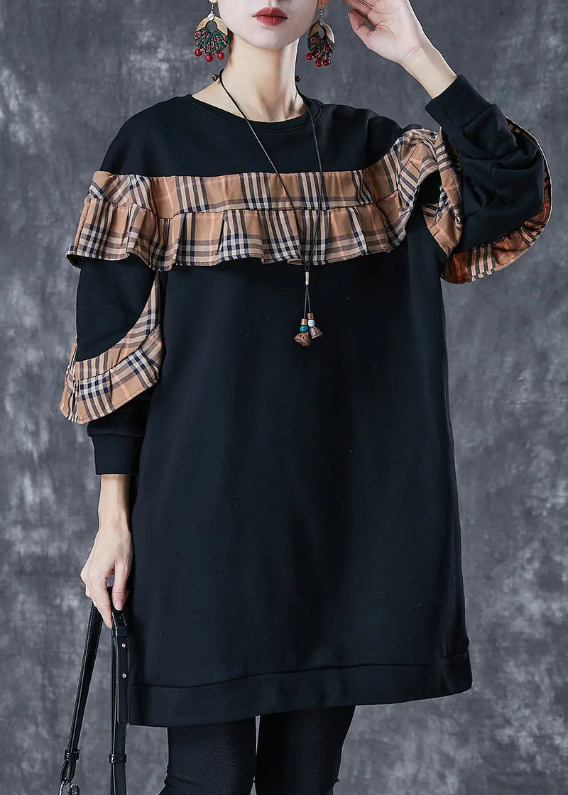 Cotton Sweatshirt Dress Ruffled Fall