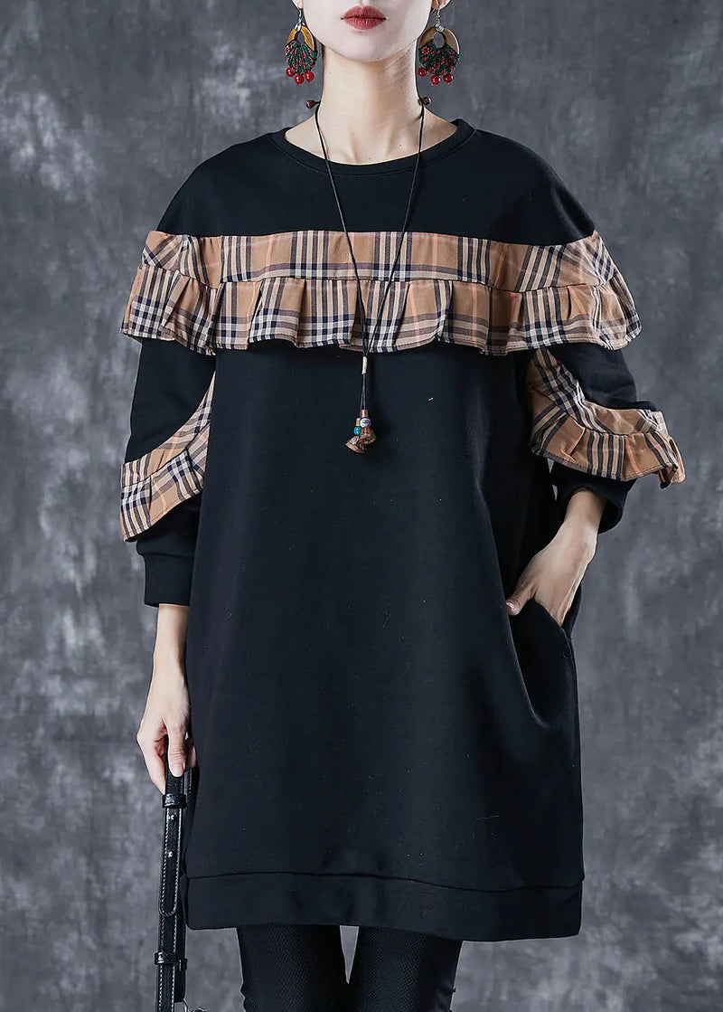 Cotton Sweatshirt Dress Ruffled Fall