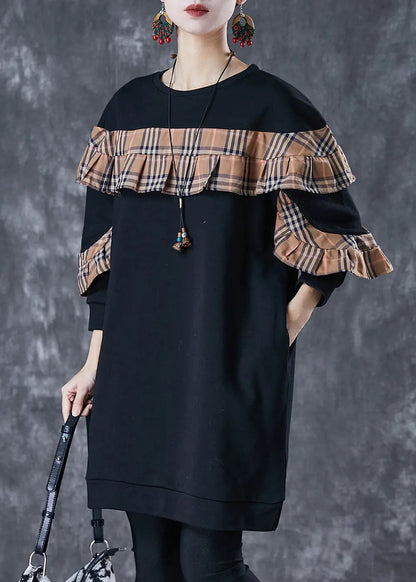 Cotton Sweatshirt Dress Ruffled Fall