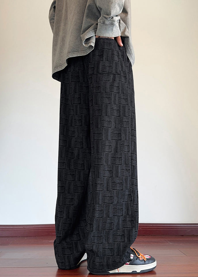 Black Original Design Pockets Corduroy Pants Elastic Waist Spring Rm048