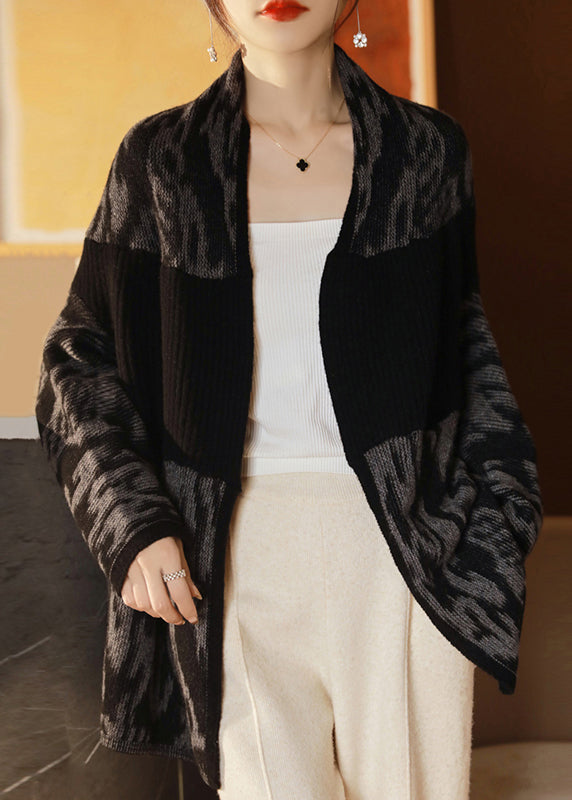Black Pockets Cozy Wool Knit Cardigan V Neck Spring Qa1002