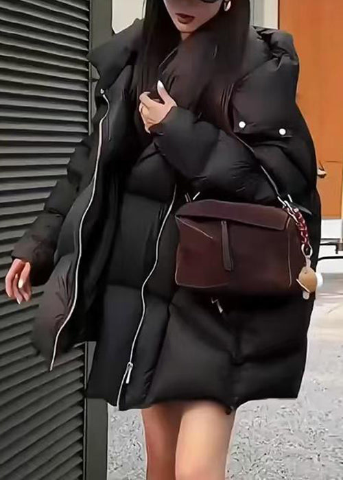 Black Pockets Duck Down Winter Coats Hooded Wq034