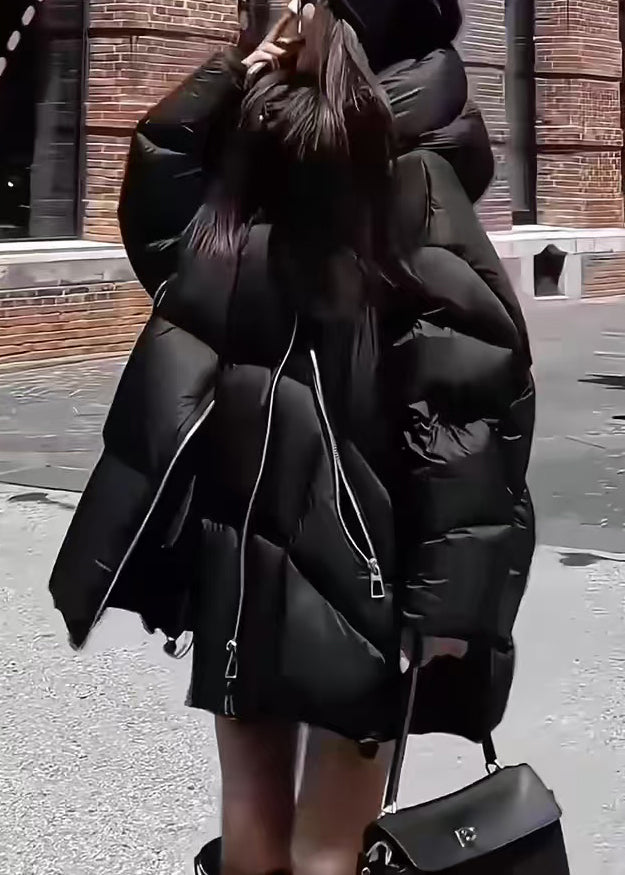 Black Pockets Duck Down Winter Coats Hooded Wq034