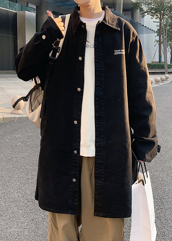 Black Print Pockets Coats Coats Peter Pan Collar Spring Yq013