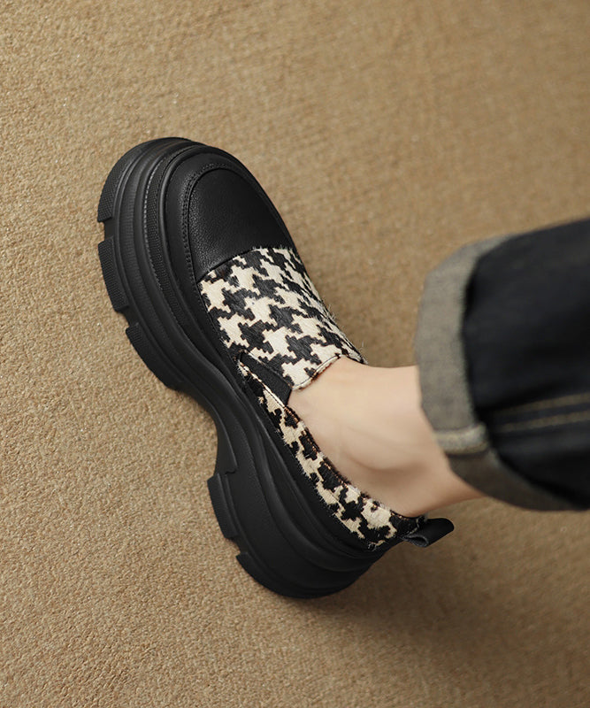Black Versatile Splicing Platform Loafer Shoes Rd004