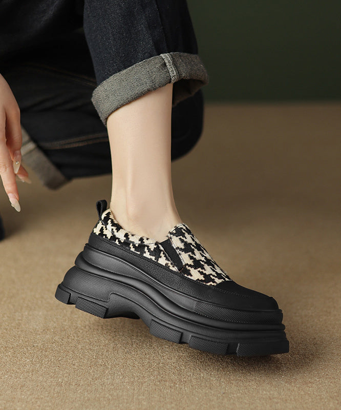 Black Versatile Splicing Platform Loafer Shoes Rd004