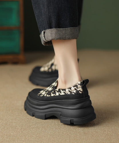 Black Versatile Splicing Platform Loafer Shoes Rd004