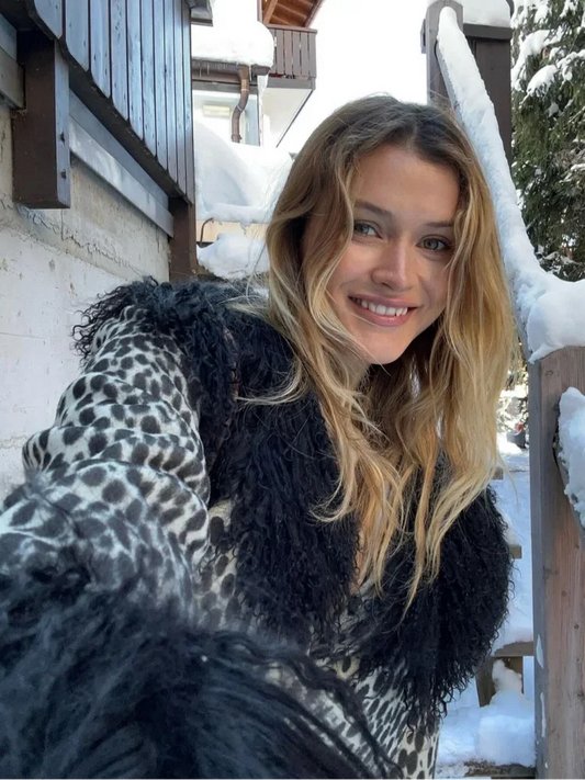 Black White Leopard Faux Long Single Breasted High Street Short Coat