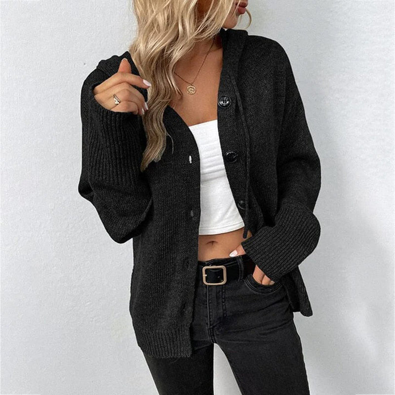 Hazel | ’s Hooded Knit Open Front Button Cardigan
