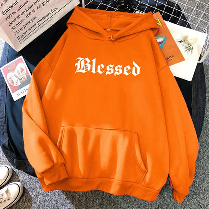 Blessed Creativity Printed Hoodies Street Style Hip Hop Hoody Autumn Loose Fleece Clothing Comfortable Pullover Sweatshirt
