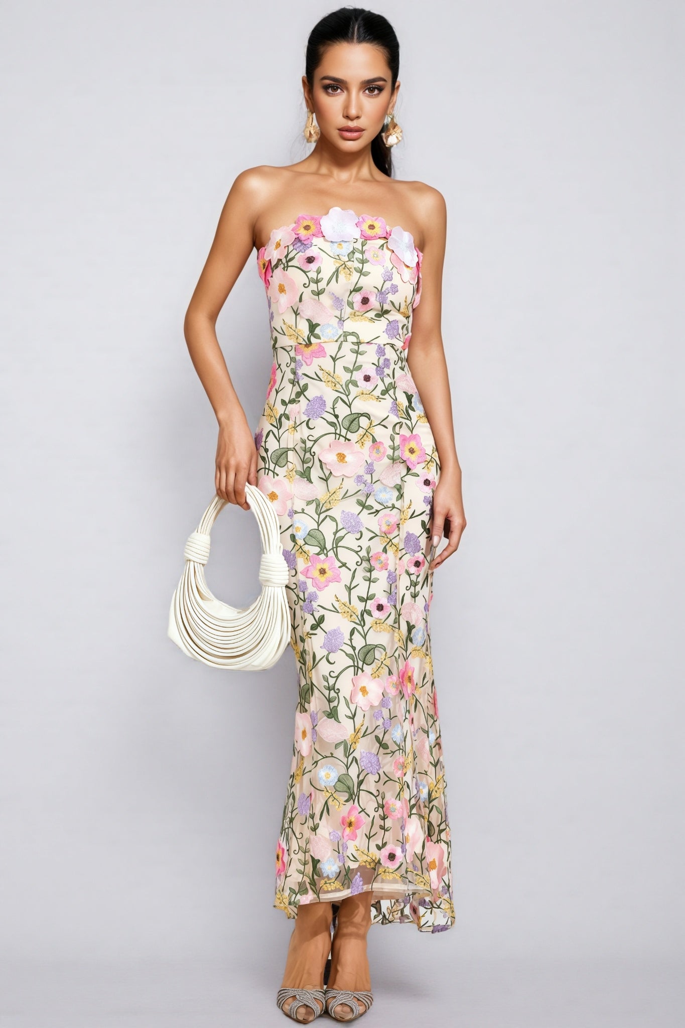 Madisyn Apricot Embroider Maxi Dress