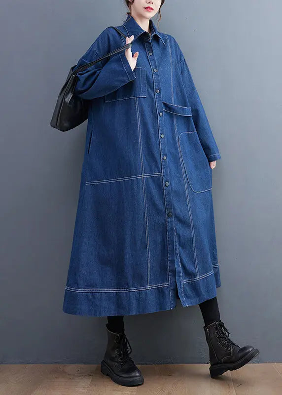 Denim Long Trench Coat