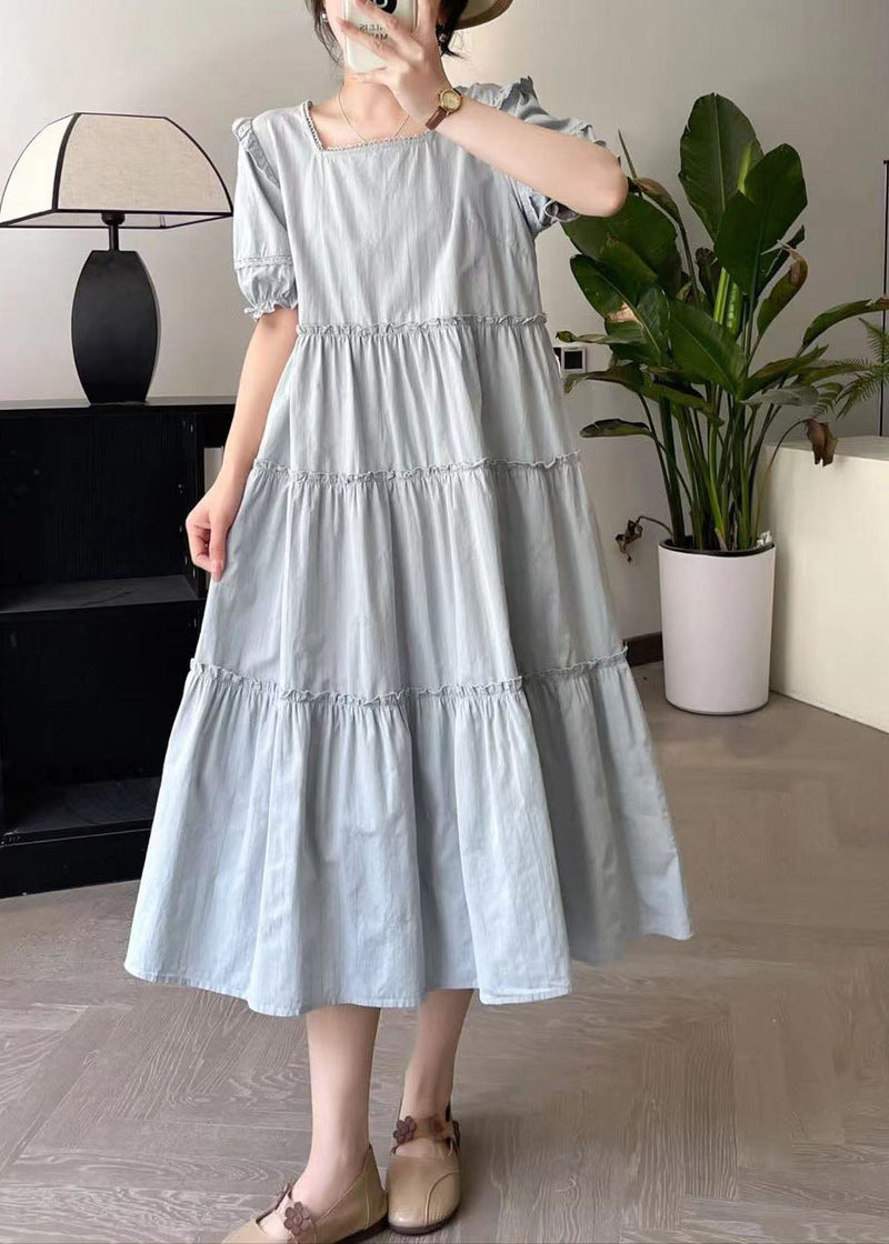 Blue Wrinkled Patchwork Vacation Maxi Dresses Summer Bv028