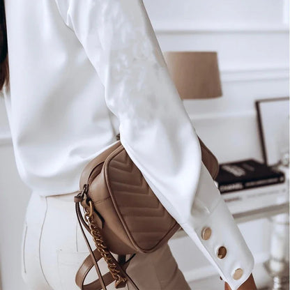 Long Sleeve White Cotton Blouse