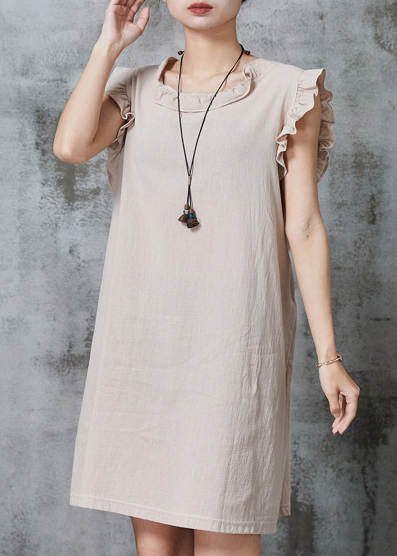 Apricot Tie Waist Cotton Mini Dress Summer Al1010