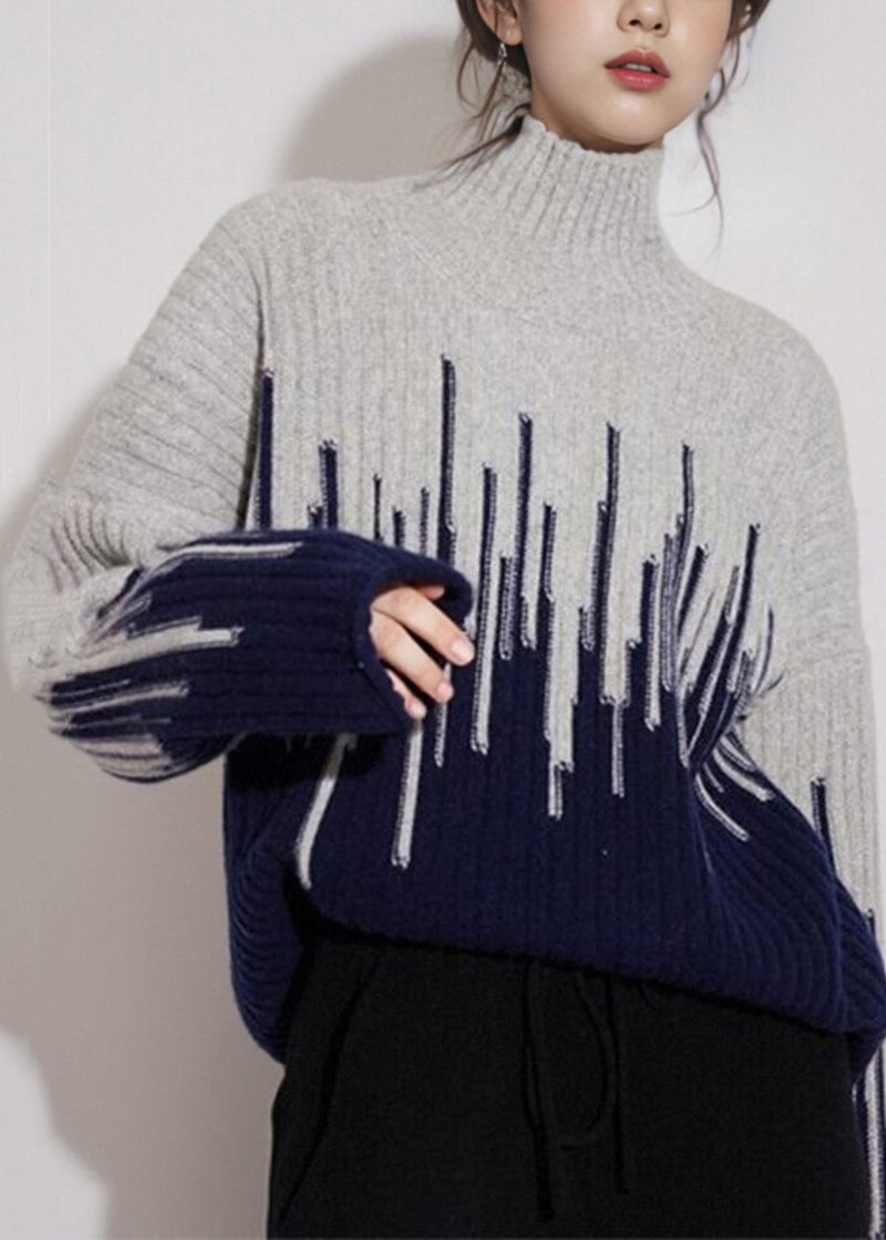 Beige Turtleneck Thick Knit Sweater Winter Wx004