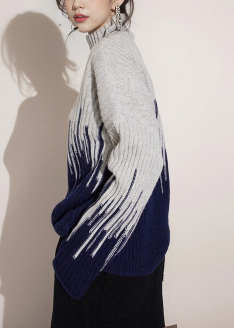 Beige Turtleneck Thick Knit Sweater Winter Wx004