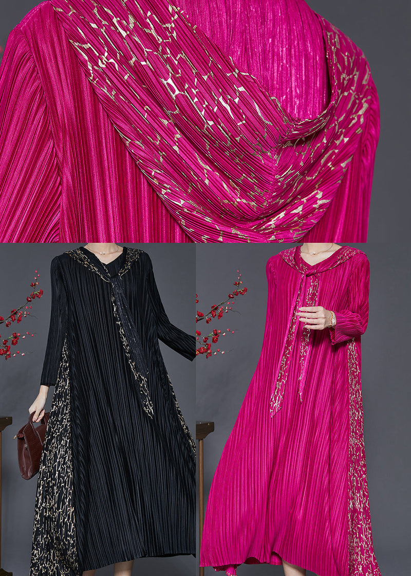 Black Hooded Patchwork Wrinkled Maxi Dresses Spring Sd1065