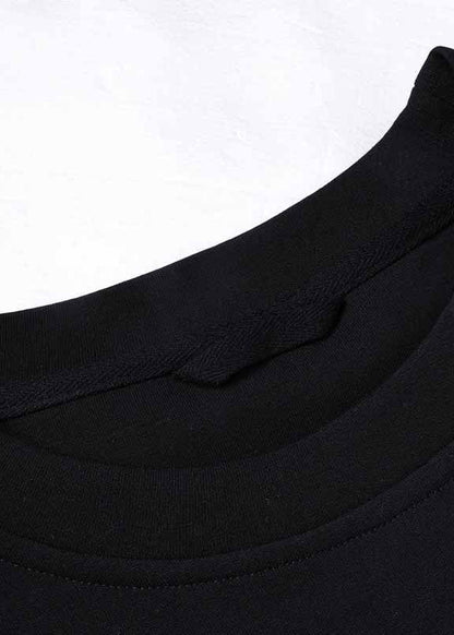 Black O Neck Patchwork Cotton Loose Sweatshirts Top Spring Ly0768