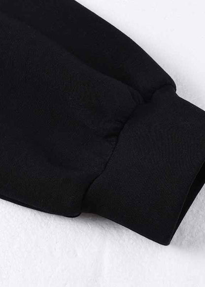 Black O Neck Patchwork Cotton Loose Sweatshirts Top Spring Ly0768