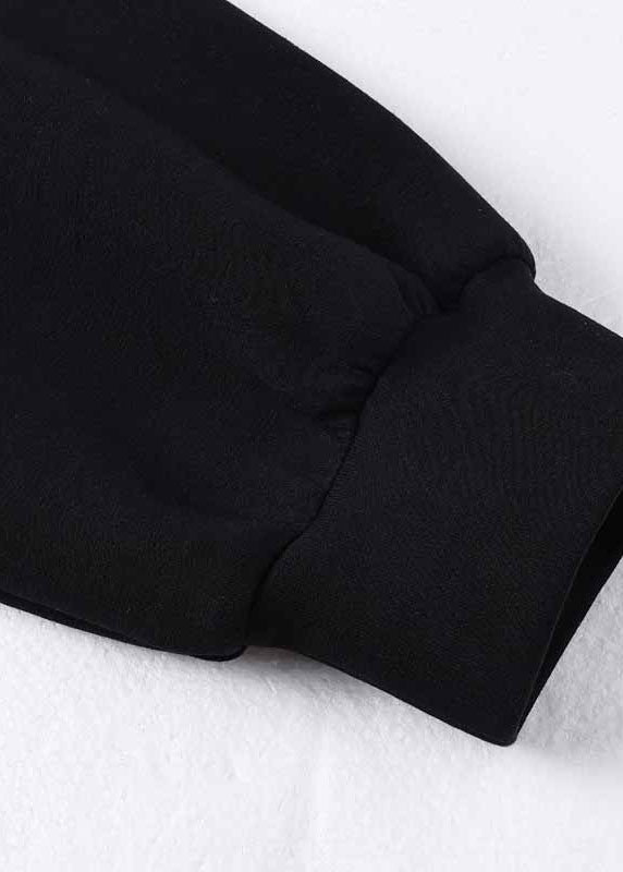 Black O Neck Patchwork Cotton Loose Sweatshirts Top Spring Ly0768