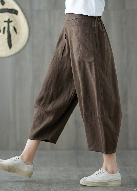Black Oversized Patchwork Pockets Linen Harem Pants Summer Ly1509