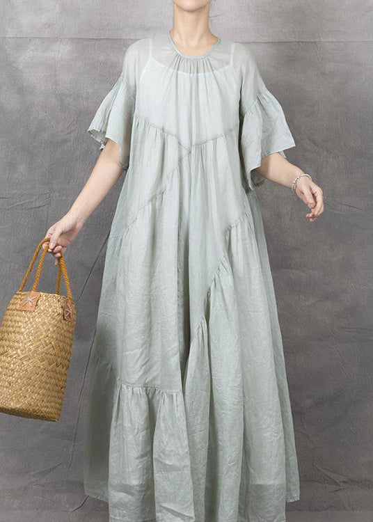 Black Wrinkled Patchwork Maxi Dress Short Sleeve Gh1043