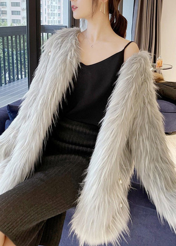 Light Green Raccoon Hair Leather and Fur Coat Winter Rd017