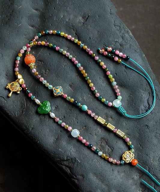 Rainbow Beading Sweater Tassel Gratuated Bead Necklace Kx1055