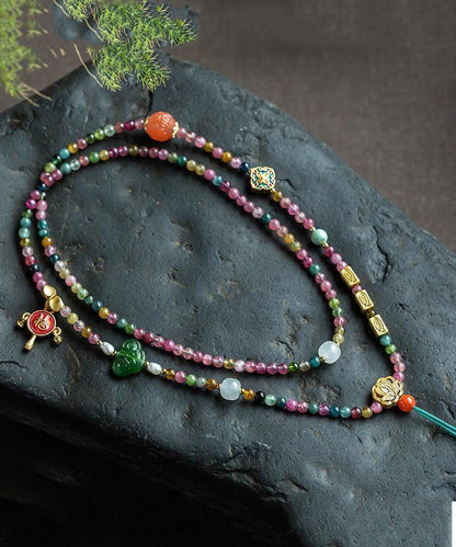 Rainbow Beading Sweater Tassel Gratuated Bead Necklace Kx1055