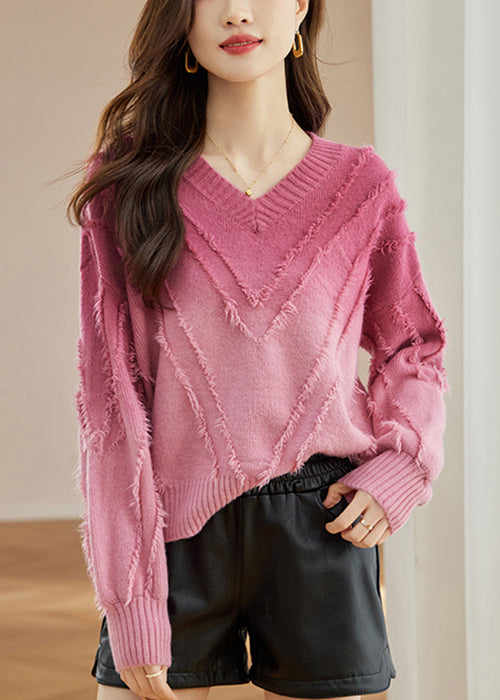 Rose Tasseled Cozy Wool Knit Sweater Fall Qs010