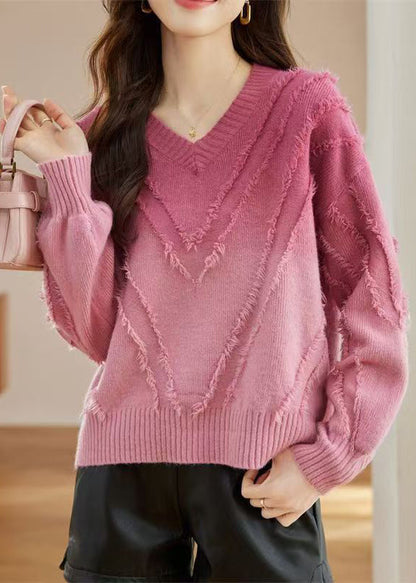 Rose Tasseled Cozy Wool Knit Sweater Fall Qs010