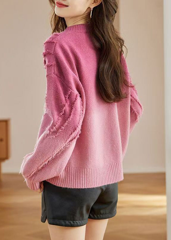 Rose Tasseled Cozy Wool Knit Sweater Fall Qs010