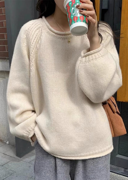 Yellow O Neck Patchwork Cozy Knit Sweaters Long Sleeve Tu044