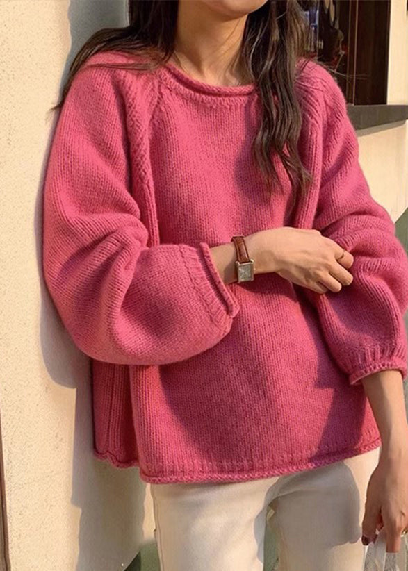 Yellow O Neck Patchwork Cozy Knit Sweaters Long Sleeve Tu044